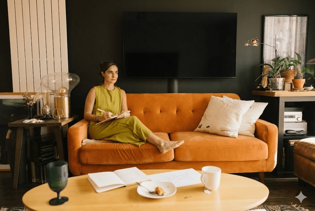 A group of professionals is socializing outdoors on a sunny day, with a smiling woman holding a wine glass in the foreground.
