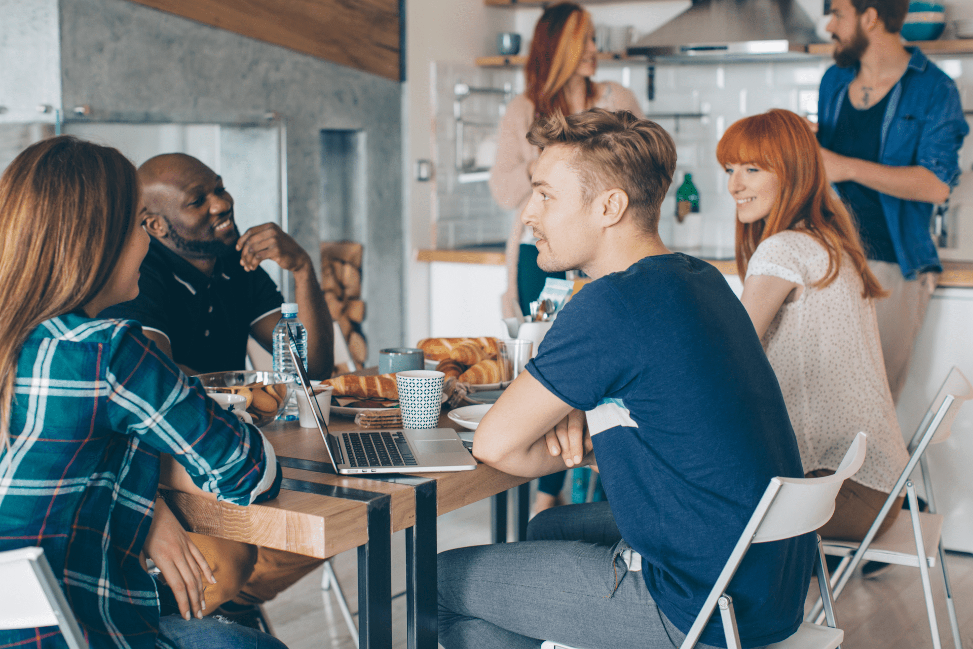 a coliving community in the kitchen