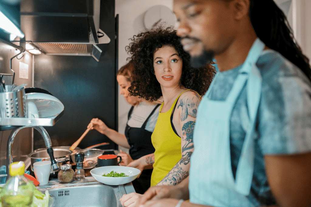 housemates cooking together