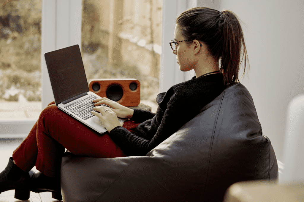 woman learning a new skill online