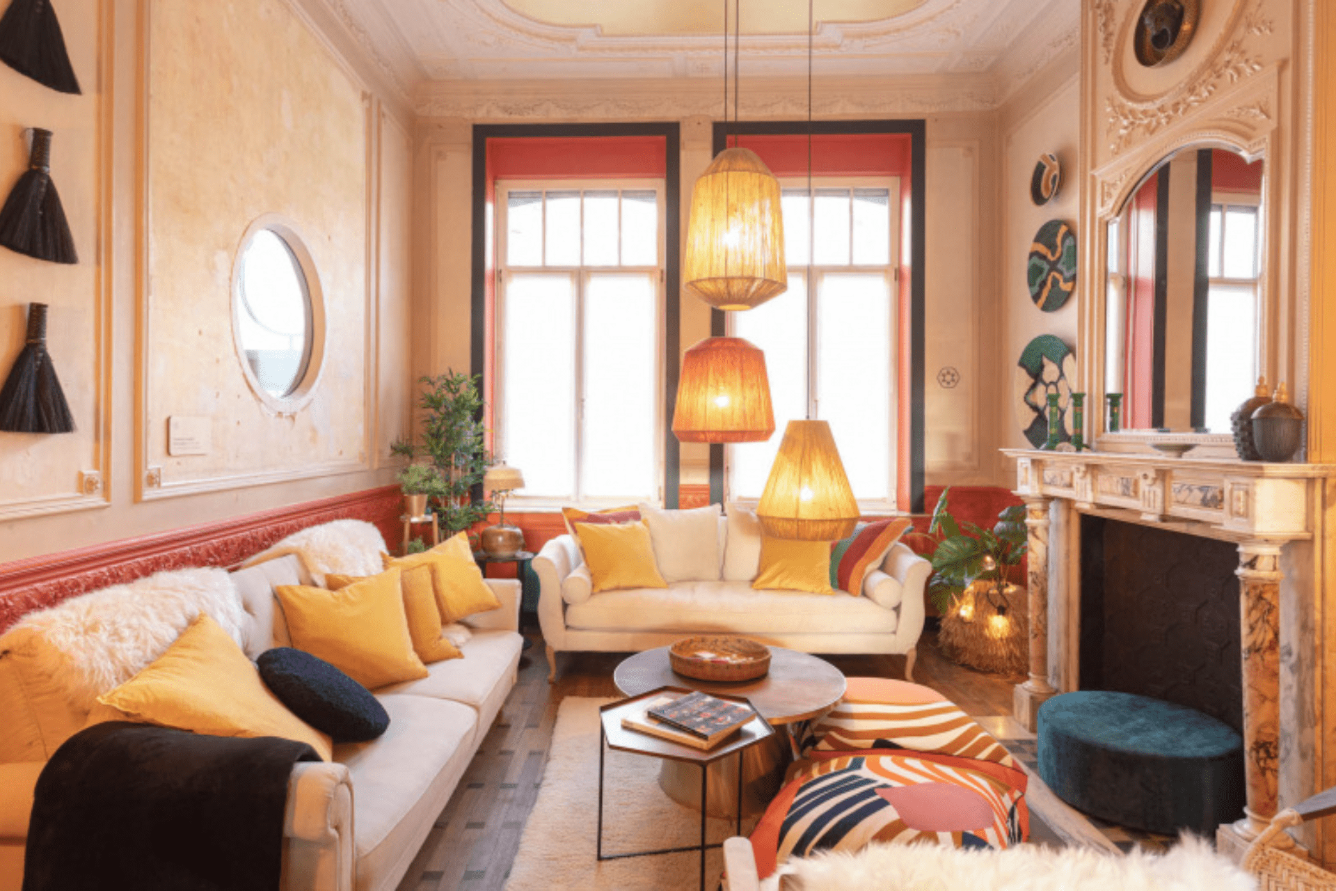 Bohemian living room in a coliving property in Brussels