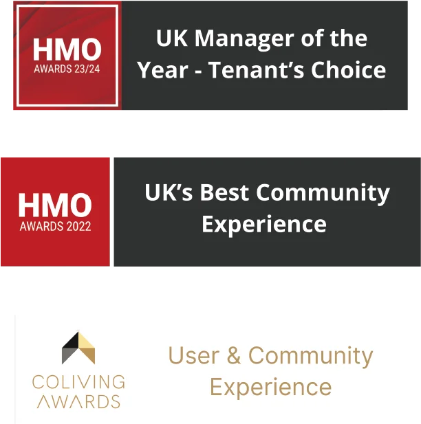 B-Hive Living awards collage recognizing UK's Best Community Experience and UK Manager of the Year